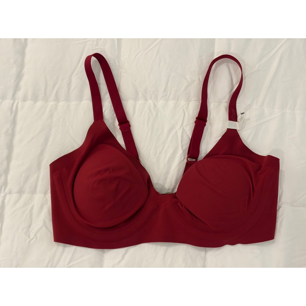 Aerie Smoothez Plunge Bra Red Wireless Molded Cup 34C